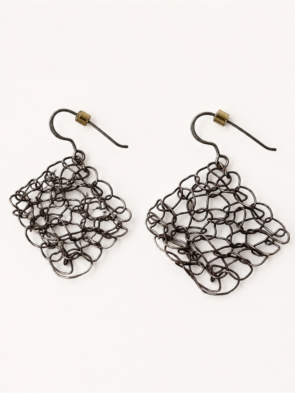 Vintage Sterling Silver Wire Mesh Dangle Earrings